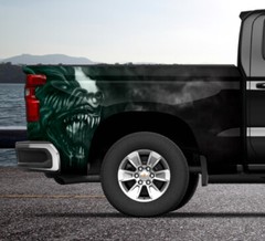 Werewolf Wolf Teeth Green Truck Wrap Vinyl Bed Side Graphic Decal Tailgate DSPS