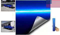 1ft x 5ft Dark Blue Vinyl Car Wrap with Satin Metallic Finish for DIY Projects