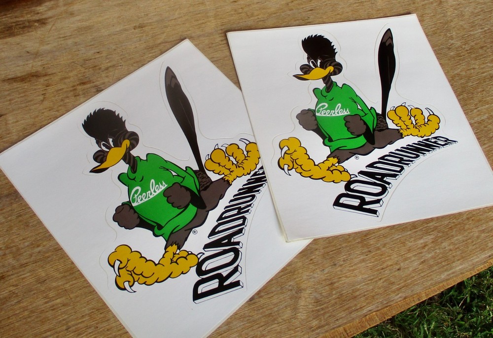 TWO PEERLESS ROADRUNNER TRUCK TRAILER STICKERS GILLESPIE DECALS PORTLAND OREGON