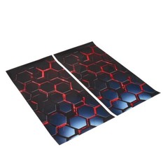 2x Red&Black Honeycomb Car Stickers B Pillar Waterproof Center Column Decal