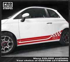Fiat 500 Checkered Rocker Panel Side Stripes Decals 2012 2013 2014 2015 Pro Moto