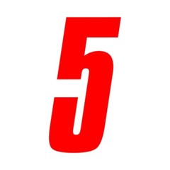 8 inch tall Red Race Number 5 racing numbers decals motocross atv dirt bike road