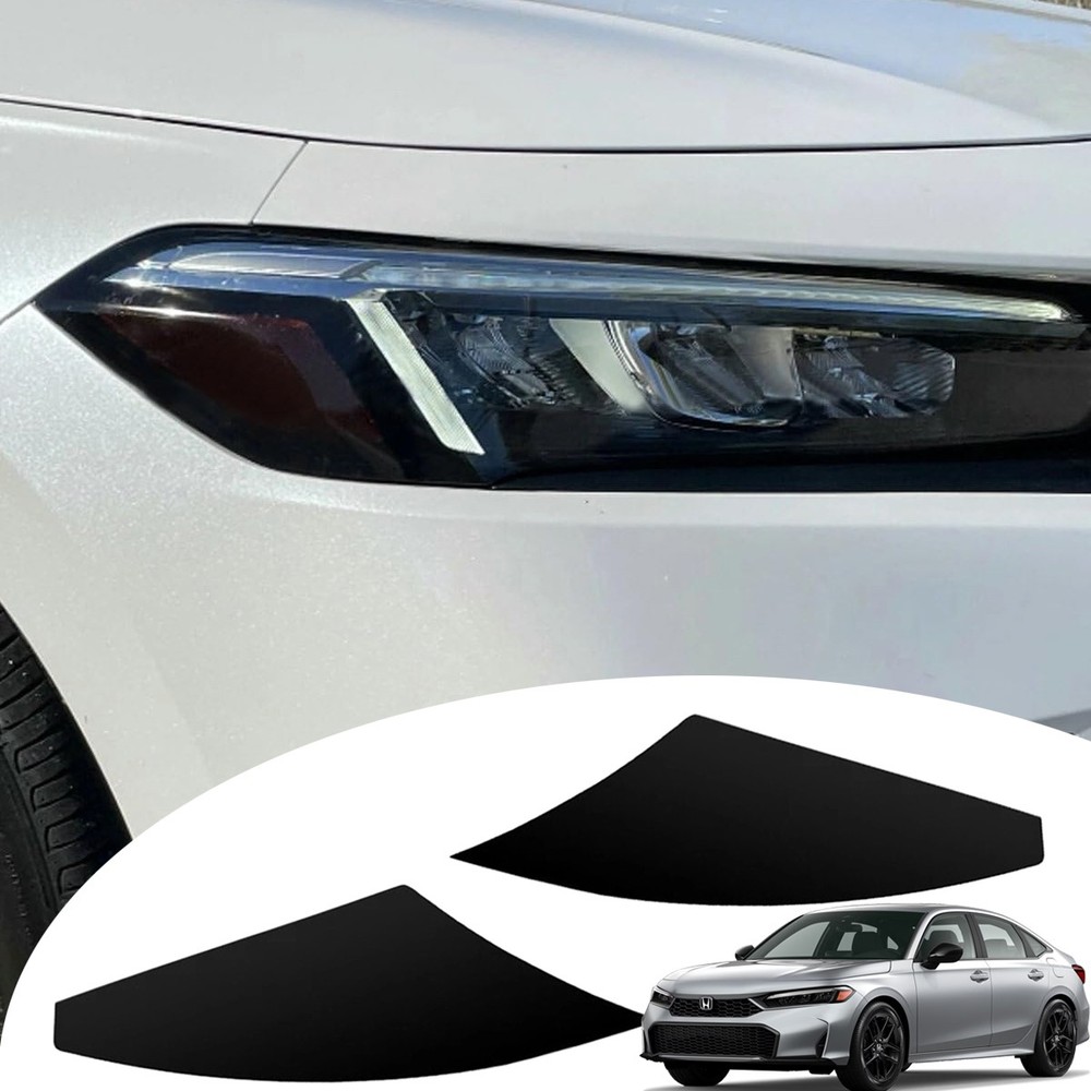 Smokey Black 35% Overlay Headlight Decal Tint Stickers For 2022-2025 Honda Civic