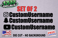 2x Custom Social Media Username Vinyl Decal Sticker Instagram Snapchat YouTube