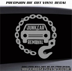 JUNK CAR REMOVAL Tow Truck Vinyl Decal Sticker Driver Business Owner ADVERTISING