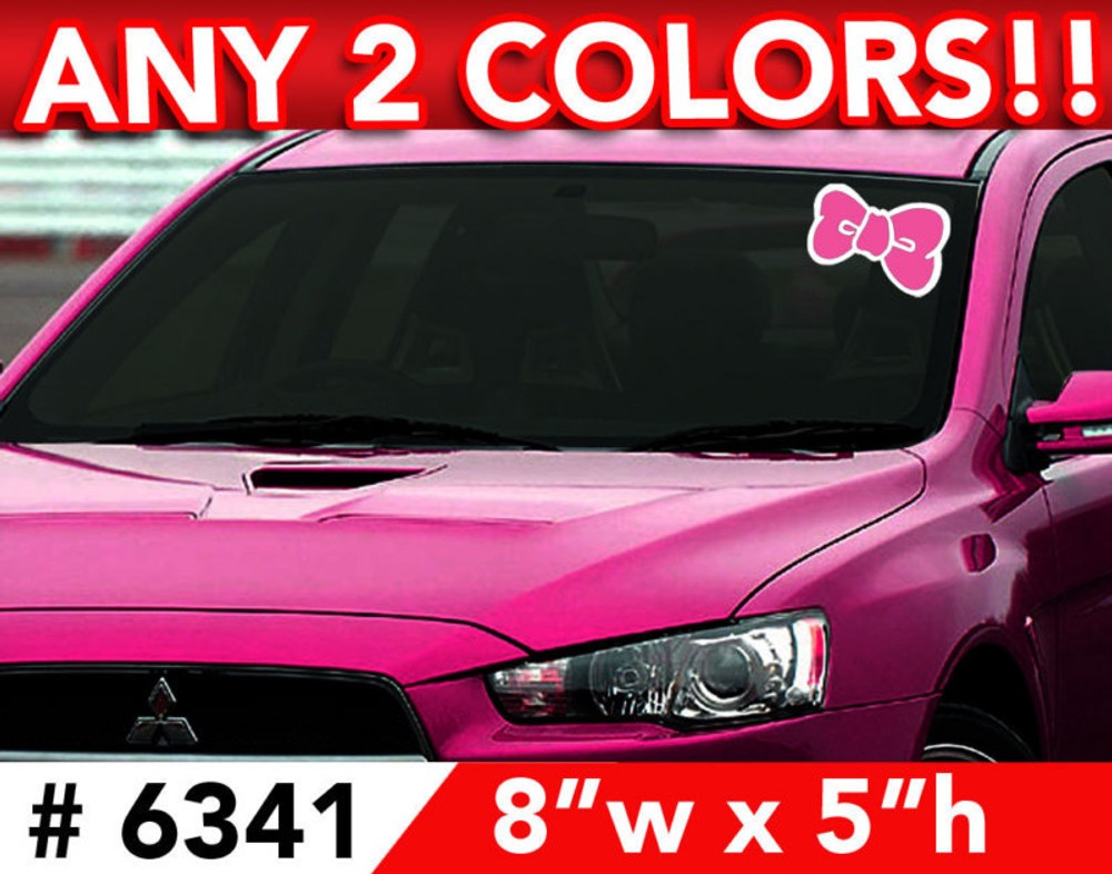 HELLO KITTY BOW 2 COLOR WINDSHIELD DECAL STICKER 8″wx5″