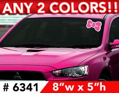 HELLO KITTY BOW 2 COLOR WINDSHIELD DECAL STICKER 8″wx5″
