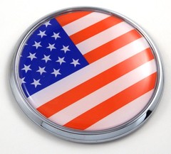 USA American Flag 2.75″ Car Chrome Round Emblem Decal 3D badge