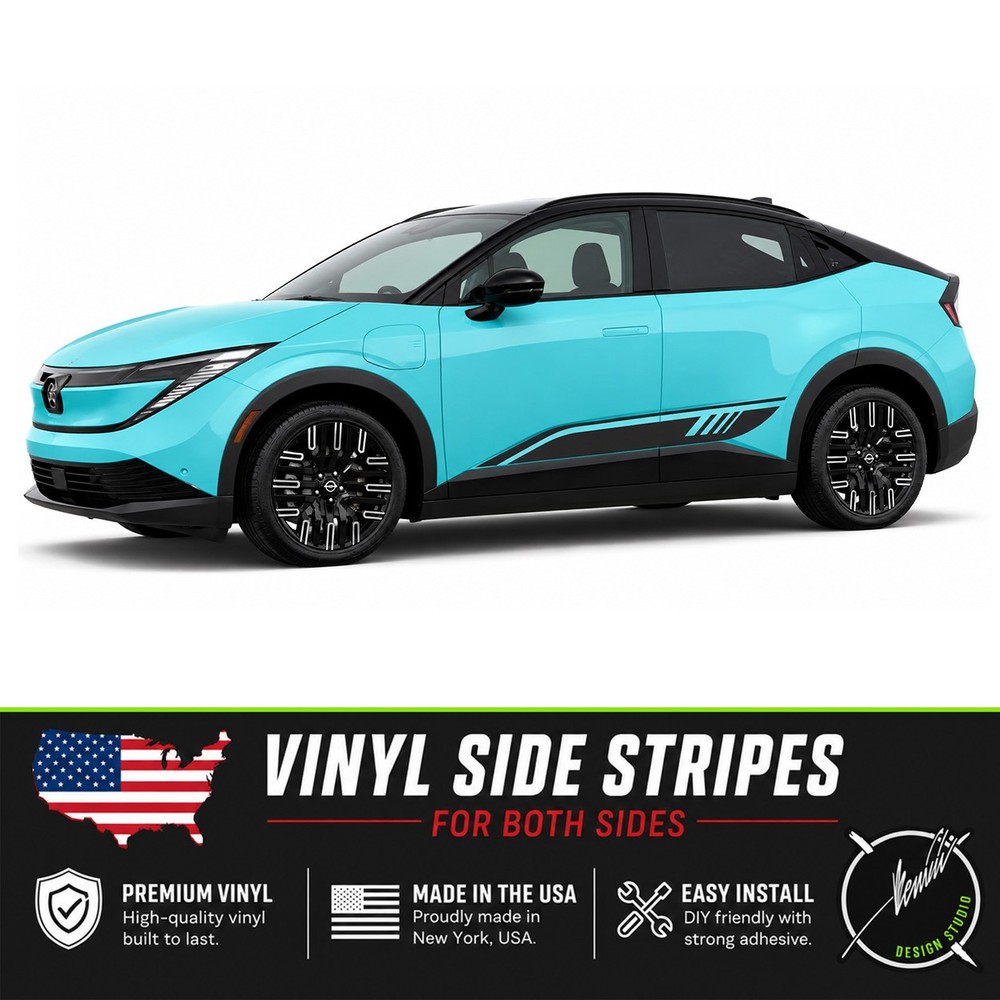 Vinyl Side Racing Stripes Decal Graphics Kit – Fits Nissan Leaf 2026 and up