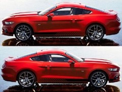 Pair Black Sports Racing Stripe Graphic Stickers Car Body Side Door Vinyl Decals