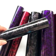 High Glossy Forged Carbon Fiber Vinyl Wrap Film Black Red Car Body Decal Sticker