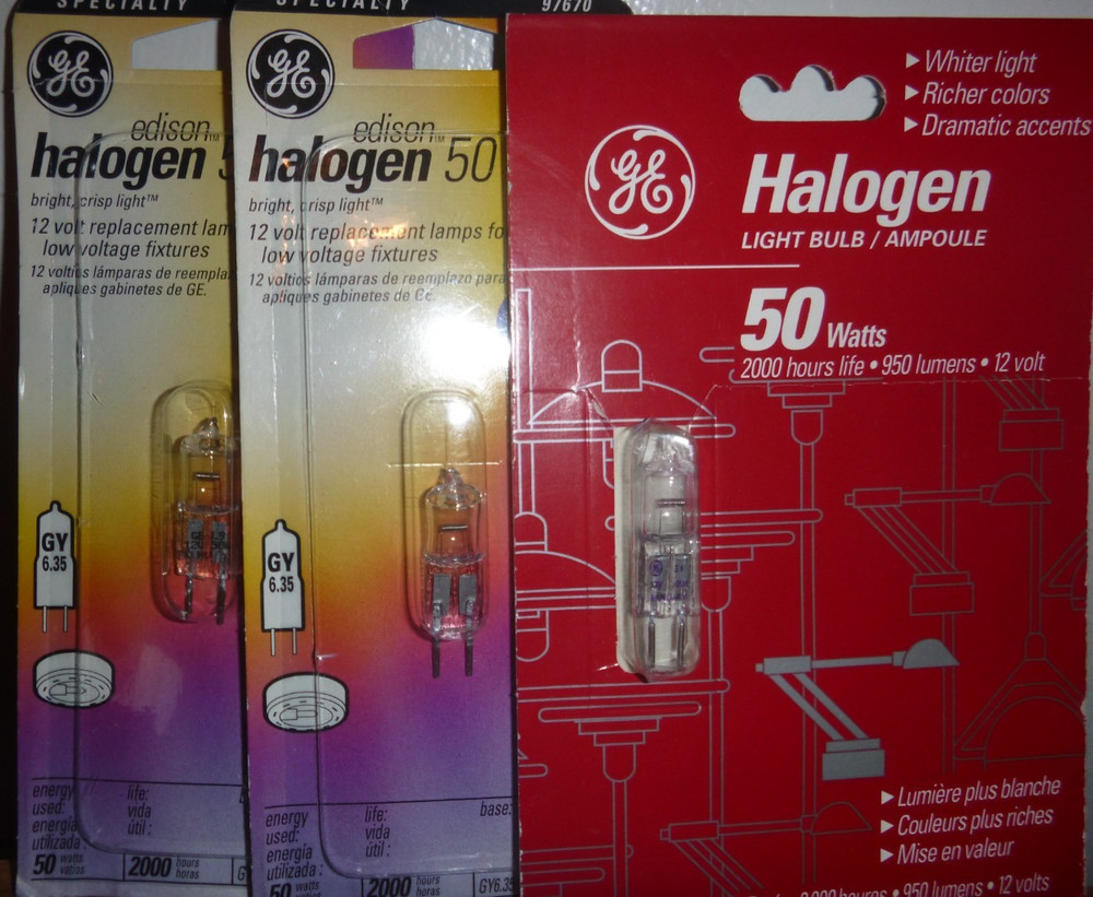 GE 97670 HALOGEN REPLACEMENT BULB LOW VOLTAGE – 50 WATT – 12V GY6.35 Bi-Pin