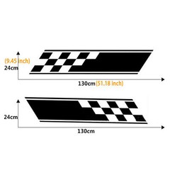 Car Body Side Plaid Graphic Racing Sports Long Stripes Self-Adhesive Trim Decals