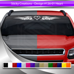126-01 HEART Windshield Decal Window Sticker Vinyl Graphic Tribal Heart Car SUV