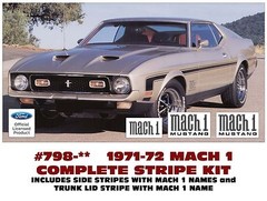 GE-798 1971-72 FORD MUSTANG – MACH 1 COMPLETE STRIPE KIT and NAMES – 3 COLORS
