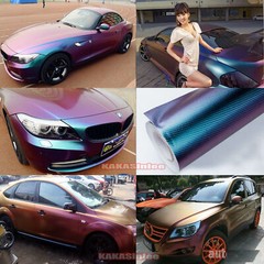 Stretchable Car Satin Chameleon 3D Metal Carbon Fiber Vinyl Wrap Film Sticker US