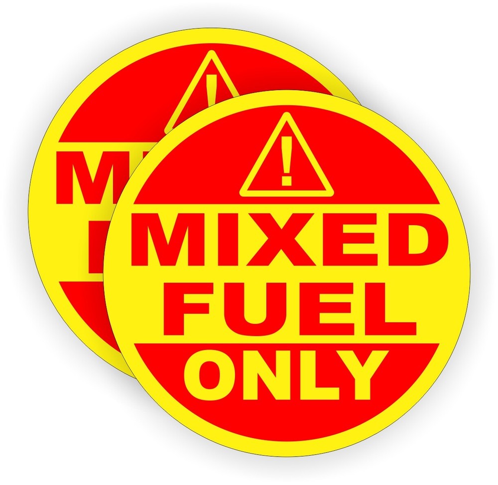 pair – 2 inch Mixed Fuel Only Vinyl Stickers Decals Label Door Label Gas Oil Mix