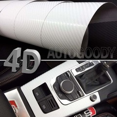 12″ x 60″ Premium Gloss White Carbon Fiber 4D Vinyl Film Wrap Air Bubble Free