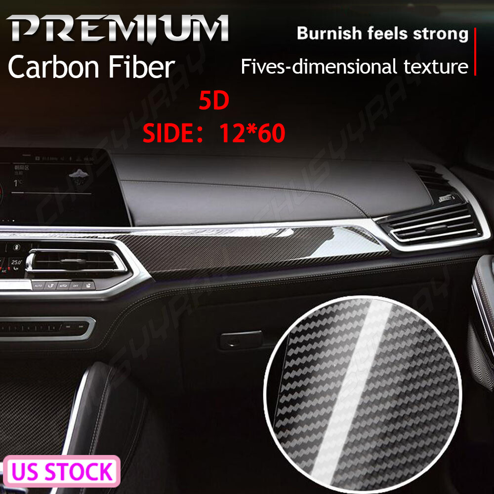 Rollo De Vinilo De Fibra De Carbono 5D Para Exterior Calificado 12 x60 Negro