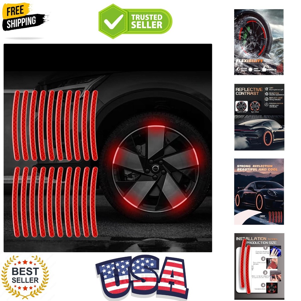 20PCS Car Wheel Reflective Decorative Strip,Night Safety Warning Stickers,Car…