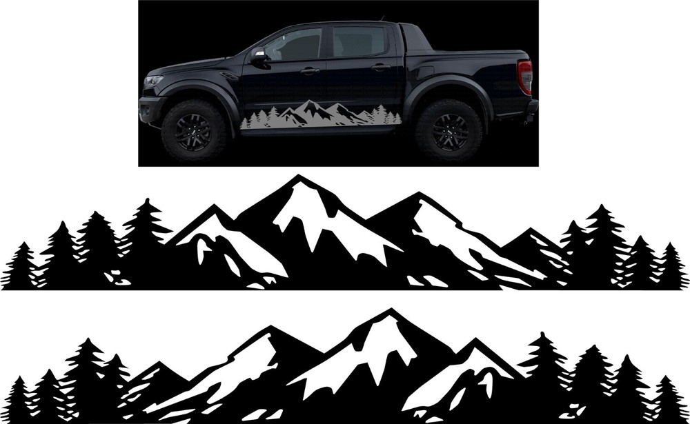 COMPATIBLE WITH FORD RANGER DOOR / SIDE MOUNTAIN GRAPHICS VINYL .. Both Sides