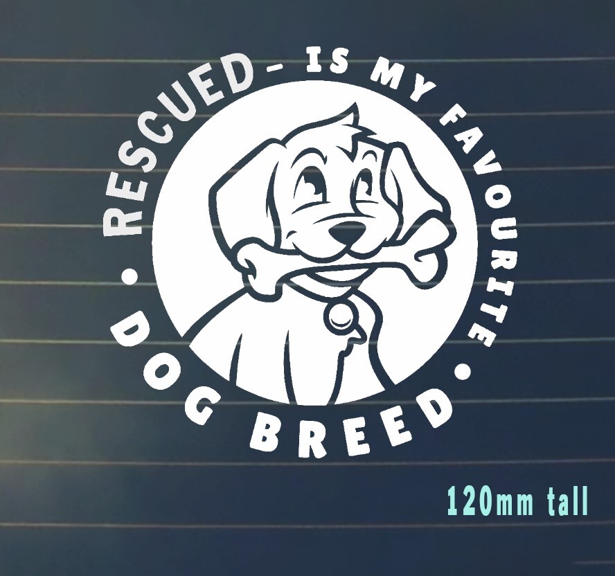 RESCUE DOG decal Sticker 120mm Love heart pet puppy car decal Bumper Window