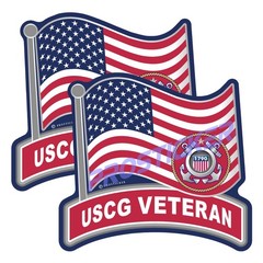 United States Coast Guard Veteran Flag Decal (One) 3″ 2 Pack ProSticker 267 2PK