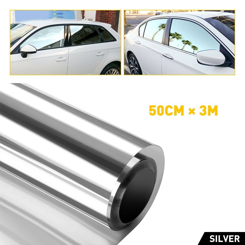 1/2set Uncut Roll Car Mirror Film Window Privacy Tint Sun UV Reflective Heat Con