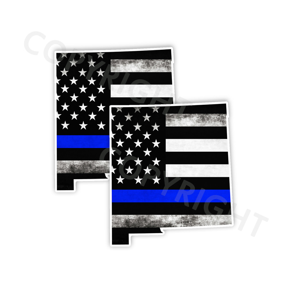 Thin Blue Line Decal State New Mexico window vinyl sticker Various Size Distress