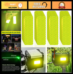 Reflective Safety Stickers – 20 Pcs Fluorescent Yellow-Green Waterproof Tape for