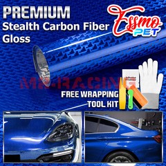 PET Squadron Carbon Fiber Gloss Royal Blue Car Vehicle Vinyl Wrap Decal Sheet