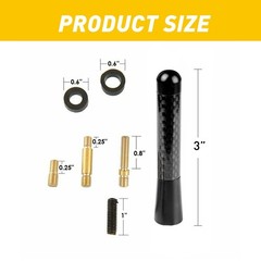 1/2set 3″ Car Carbon Fiber Radio Aerial Bee Sting Mast Antenna Arial Black