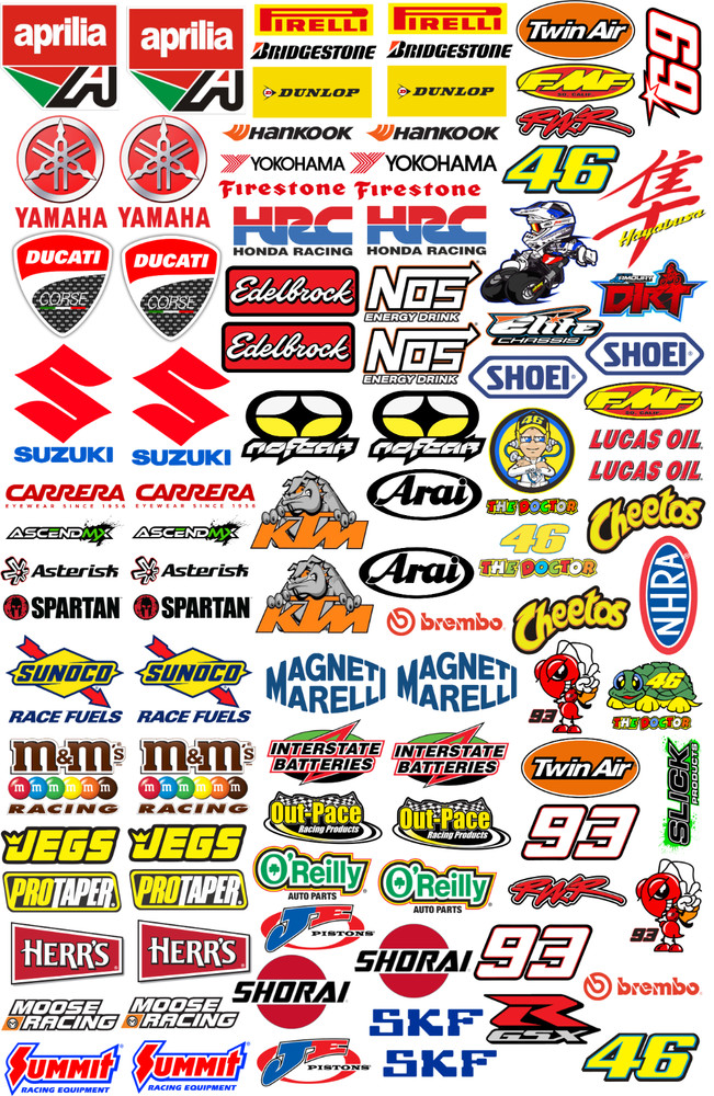 100 + Racing GP Decals Stickers Drag Race Nascar High Quality Vinyl FREE SHIP