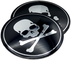 2x Metal Dome Shape Skull And Crossbones Decal Sticker Emblem Car Auto Truck 2.2