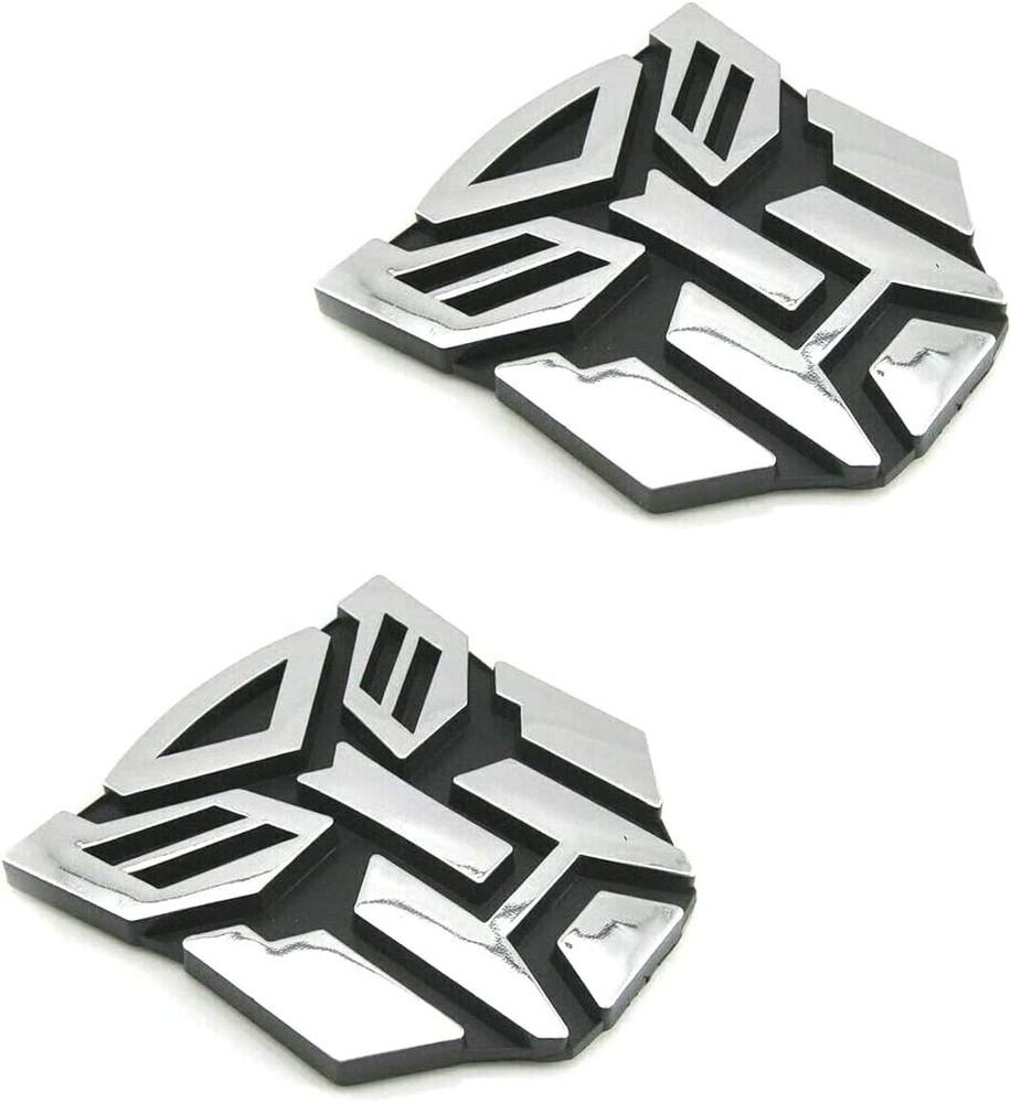 2 PCS in Set Transformers Emblem – 3″ Tall for Car Autobot Sticker Pair Chrome