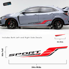 Honda Civic Sports Graphic Decal Sticker. Type-R Racing Stripes, Universal Fit.