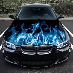 Blue Flame Hood Wrap Decal Vinyl Sticker Color Film Graphic Custom Any Car Truck