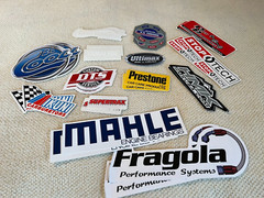 Lot of 28 Racing Bumper Stickers HMK, Stop Tech, & many more. All have doubles.