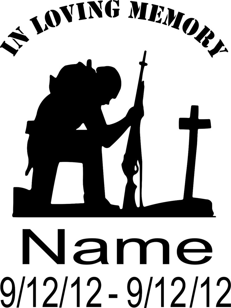 Loving Memory Soldier Praying Cross Custom Car Truck Window Vinyl Decal Sticker