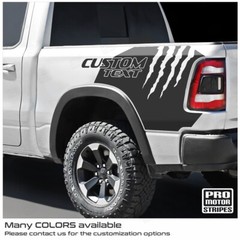 Dodge RAM 1500 Rebel 2019-2023 Rear Quarter Bed Claw Rips Decals (Choose Color)