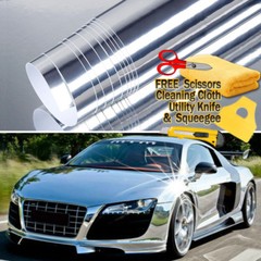 60″ x 60″ Silver Chrome Mirror Vinyl Film Wrap Sticker Stretchable 5ft x 5ft