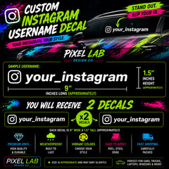 Custom Instagram Handle Vinyl Decal – Custom Size Car Decal Sticker