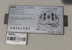 Ferrari Emission Control Information Data Plate Tag Decal Set With SS Plate