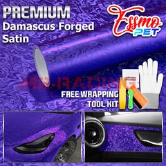 PET Damascus Steel Forged Carbon Fiber Satin Royal Purple Car Vinyl Sticker