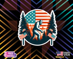BIGFOOT CHRISTMAS FLAG USA!!,CAR WINDOWN,LAPTOP,ETC LAMINATED 6YEARS+FREESTICKER