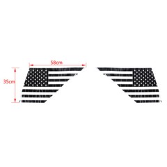 2pcs Rear Side Window Stickers w/ US Flag Decor for Bronco Sport 2021-2024 Black