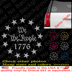 Silver We the People 1776 Stars Vinyl Window Sticker Decal 2A Gun Rights US040