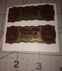 Collins Tools Handle Decals, Reproduction High Quality Vinyl Tool Axe Set 2
