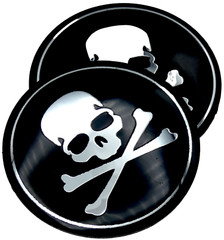 2x Metal Dome Shape Skull And Crossbones Decal Sticker Emblem Car Auto Truck 2.2