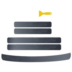 Carbon Fiber Style Car Scuff Plate Front Rear Door Sill Stickers Protector 5Pcs